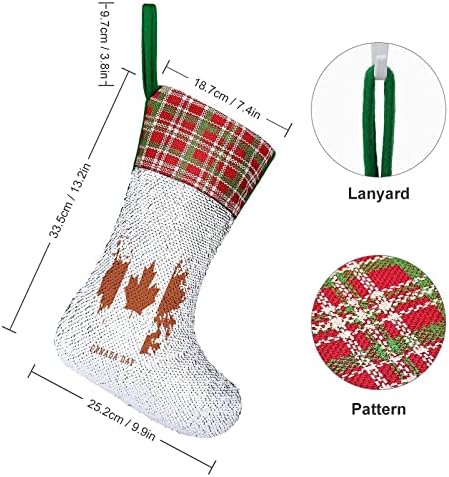 Canada Day Sequin Božićne čarape Sjajni zid Viseći ukras ukrasa za Xmas Tree Holiday Party