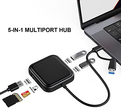 Qwiizlab 5-u-1 USB-C čvorište, SD/Micro čitači kartica, USB-a 5Gbps, USB 3.0 ekspander za MacBook, Mac Mini, Mac Pro, iMac, Surface