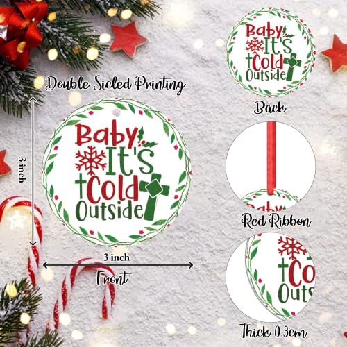 Božić Ornament 2022 Baby It's Cold Outside Christmas Tree Ornament Cross Decor Božić Ornament God Bless Hanging Ornament for Christmas