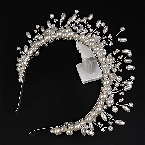 YERTTER Vintage vjenčanje biser perle Crystal Tiara kosa kruna ručno Bride bend za kosu Bridal grčki boginja biser glava komada za