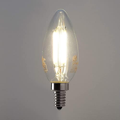 Greenlite LED B10 4W Torpedo filament luster sijalica, 40W ekvivalent, 330 lumena, 2700k meka Bijela, zatamnjiva, 120v, E12 kandelabra