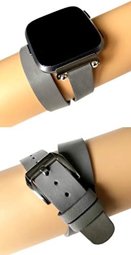 Nickston siva dvostruka omotač kompatibilna sa fitbitom Versa 3 i osjenljive pametne remene dva puta oko narukvice za kožu ručnog