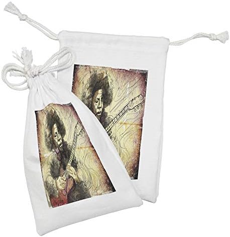 AMBESONNE JAZZ GLAZBNA TOUCK Set od 2, gitarski virtuoso ručno izvučeno ilustracija muzičara gitariste glazbenika, male torbe za vuču