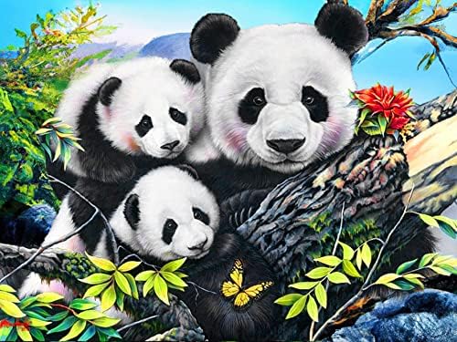 BIMKOLE 5D dijamantski setovi Slatka porodica Panda, puni bušenje leptir DIY Rhinestone vez set Boja s dijamantima Art po broju Kompleti