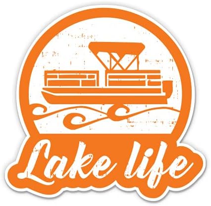 Lake Life Pontoon Boat - 3 Vinilna naljepnica - za automatsko prijenosna računala Telefon za boce - vodootporan naljepnica