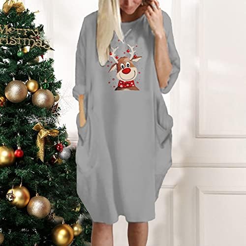 Božićne haljine za žene Plastirani okrugli vrat Xmas Line haljina plus veličina Visoka struka Long Maxi haljina za venčanje gosta