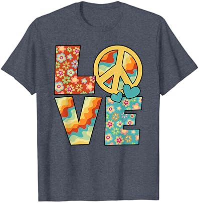 Ljubavni znak mira 60-ova 70-ova kostimirana odjeća za zabavu Groovy hipi T-Shirt