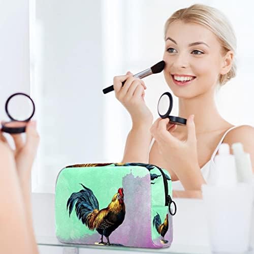 Tbouobt kozmetičke torbe šminke za žene, male šminke torbice za putne vrećice, životinjski slikarski umjetnički pijetao