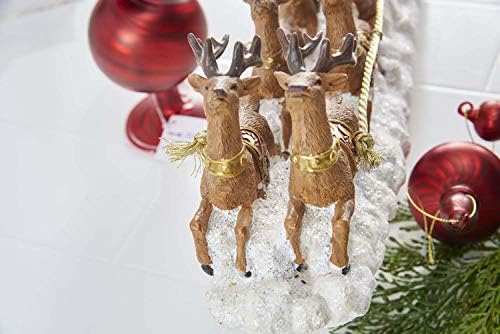 K & K Interios 53089A 25-inčna smola Santa u zlatnom salamu sa w / 3 jelena