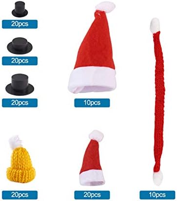 Pandahall 120kom Božić Ornament kompleti sa Mini Red Santa šešir & mješovite boje pleteni šešir & Crni cilindri & Božić Mini šal za