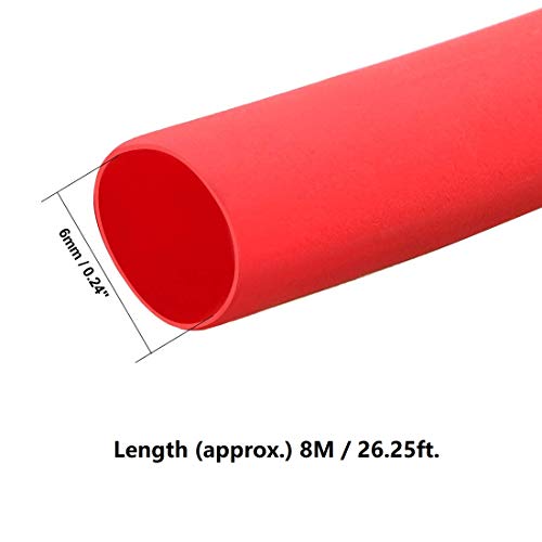1pcs toplo za skupljanje, 2: 1 Crveni bettomšinski kabel ≥600v i 248 ° F, 8mx6mm Shrink Wrap Duga trajna izolacija Zaštita od 3,1