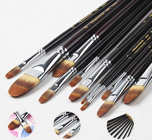 Jahh slikarska olovka 12pcs / set četkica za boju različite variet modele najlonske kose drveni stup za akvarelno ulje akrilsko crtanje