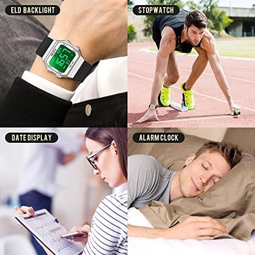Unisex Digitalni Ručni sat, Muški digitalni sat, modni sat sa LED ekranom Ultra visoke rezolucije, kućištem od nerđajućeg čelika i