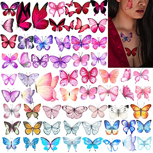 Coszeos leptir privremene tetovaže za žene djevojke djecu, 10 listova lažni šareni leptiri krila tetovaža naljepnice Art Vodootporan