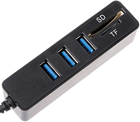 Fansipro 2 u 1 Tip-C OTG USB 2.0 Hub Splitter Combo 3 porta & čitač SD/TF kartica, 8.5 * 2 * 2 , Crna