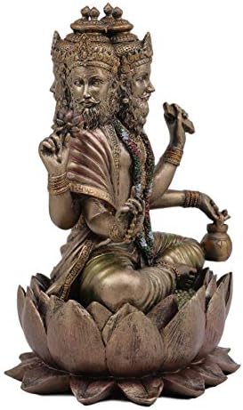 Ebros Vrhovna kosmička duša Hindu Boyity Brahma Statue Brahman Četiri suočana Vedas Trojstvo Biti figurica sjedi na Thronu Lotusa Bog Bože