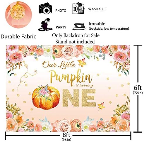 Funnytree 8x6ft izdržljiva tkanina mala bundeva okreće jednu pozadinu bez bora cvjetna princeza djevojčica 1. fotografija prvog rođendana