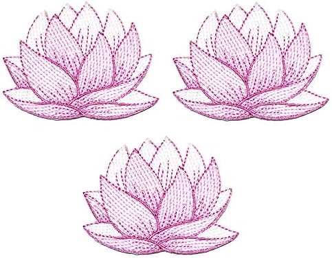 Umama Patch set od 3 ružičaste lotos cvjeta cvjeta prekrasno vezeno željezo na Applique Patch Lotus crtani dječji patch craft ukrasni