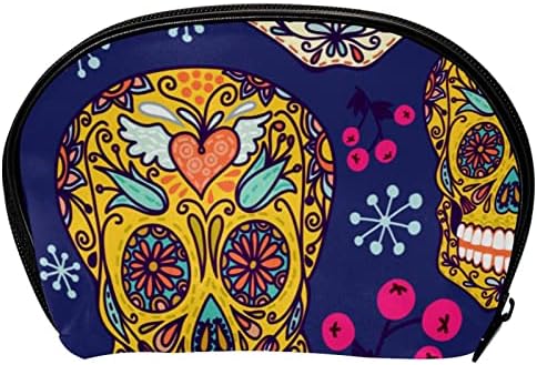 Travelna torba za šminke, kozmetička torba Make up Organizator CASE, za ženska torbica za toaletne potrepštine Oprema Četke, meksička šećerna lubanja sa cvijećem