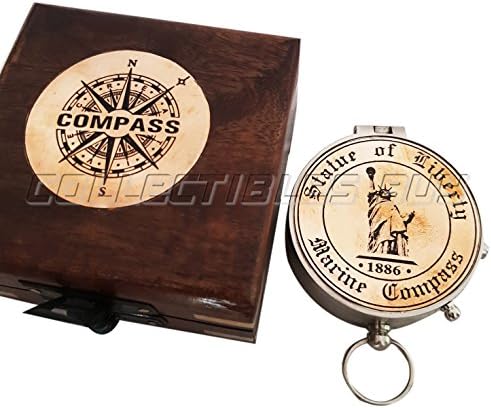 Stara vintage mesingana kip Liberty Compass 1886 kompas kompas kompas s prekrasnom kutijom