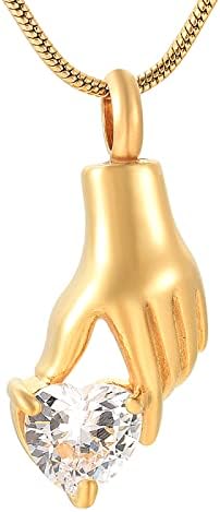 Dotuiarg Gold Ljudska / kućna ljubimca Ogrlica za ručno srce Memorijal za kremaciju URN Privjesak drži pogrebne pepeo