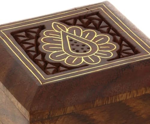 Shalinindia Drvena kutija za nakit - kutija za drva - savršena za prstenove, minđuše, prstenje za prstenje i manžetne veze