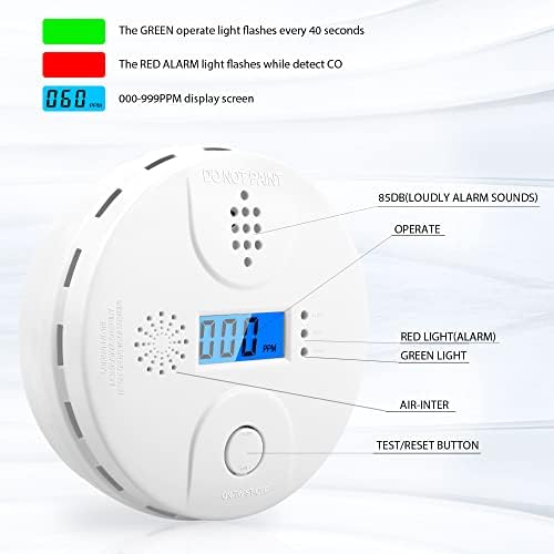 Detektor ugljičnog monoksida, detektor alarma CO s digitalnim displejom i zvučnim alarmom za kućne 2pcs