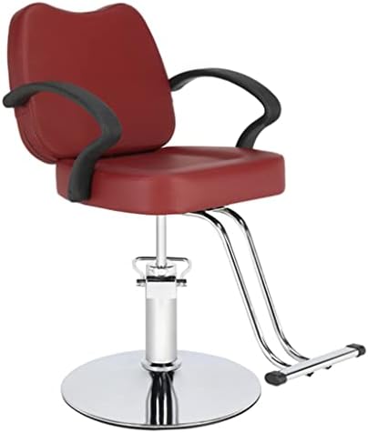 ZLXDP berberska stolica Crvena PVC nosiva 150kg kožna okrugla gvozdena baza berberska stolica