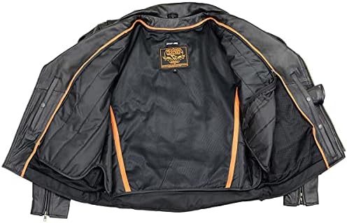 Milwaukee kožna Lkm1770 Crna motociklistička jakna od prave kože za muškarce, 1.3 mm debela Policijska bajkerska jakna
