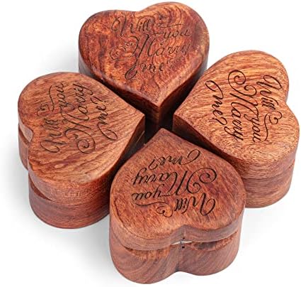 Prsten kutija Heart - Ručno rađena drvena prstena za prijedlog, rustikalni vintage prstenasti nosač, drvena kutija za prstenaste kutije