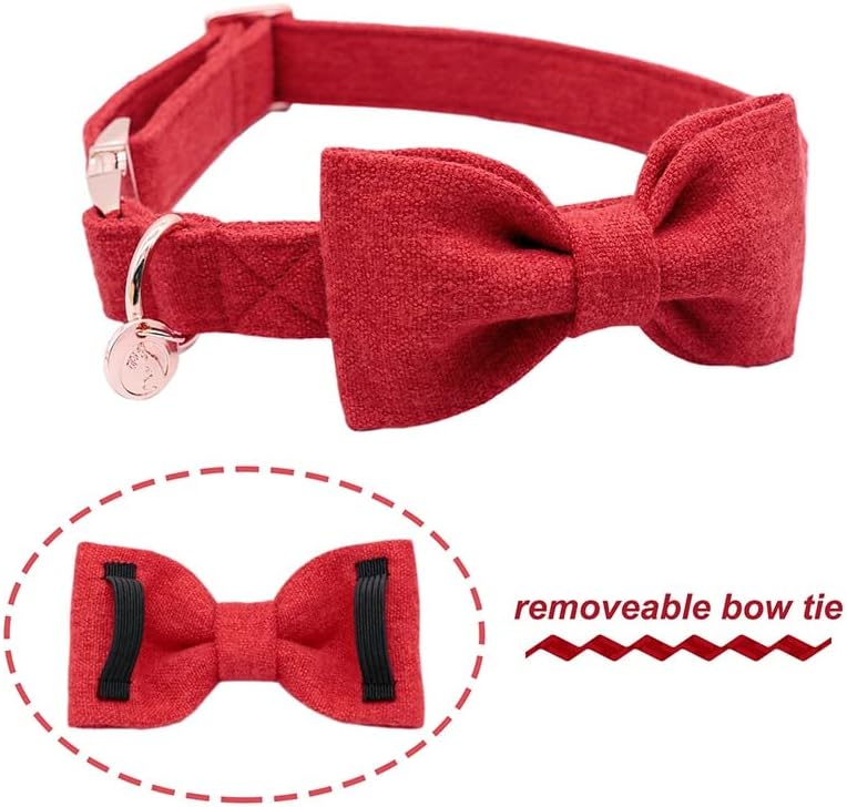 HFDGDFK Crvena pamučna tkanina za pse navratnik luka povodac set za veliki i mali pas božićni ovratnik za pse