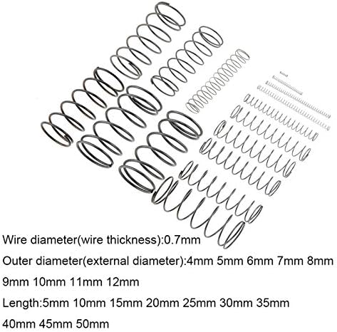 Industrijska visoka elastična i izdržljiva proljeća 10pcs 0.7 4 5 6 7 8 9 10 11 12mm 5-50 mm opruga čelika Mala puštanje kompresije