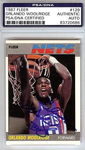 Orlando Woolridge Autographing 1987 fleer Card 129 New Jersey Nets PSA / DNK 83720686 - Košarka autogramene kartice