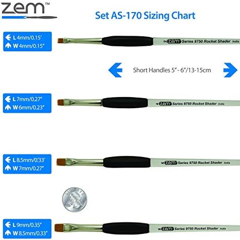 Zem četkica raketna gel Grip ergonomska ručka kratka shader | Svijetla umjetnica set četkica za boju Veličine 2,4,6,8