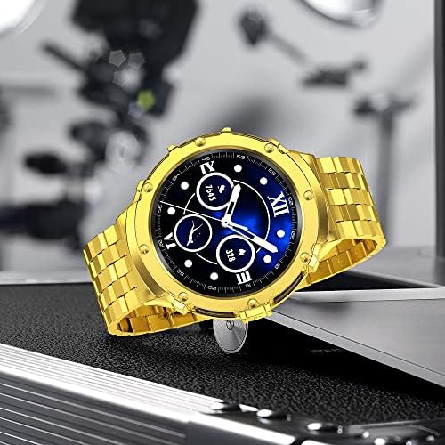 AMZNEW nehrđajući čelik Galaxy Watch 5 Pro bend s futrolom kompatibilan s Samsung Walt 5 Pro 45mm, rubni metalni satovi sa zaštitnim