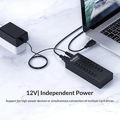 TWDYC 16 Port USB2. 0 Hub sa 12v2a adapterom za napajanje 3.3 Ft / 1m kabl za prenos podataka za MacBook Air Laptop PC Tablet