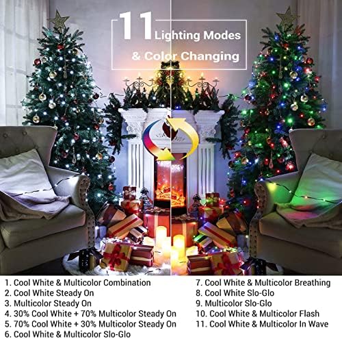 BrizLabs 69.6 ft 300 Count Božićna svjetla sa žarnom niti + 98ft 300 LED Cool White & amp; višebojna svjetla za božićno drvo s daljinskim