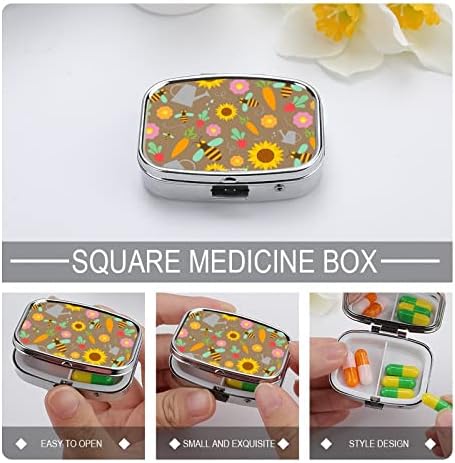 Kvadratna kutija za pilule pčelinja kutija za suncokretove metalne medicinske futrole Organizator za džepnu torbicu i putovanja 2,