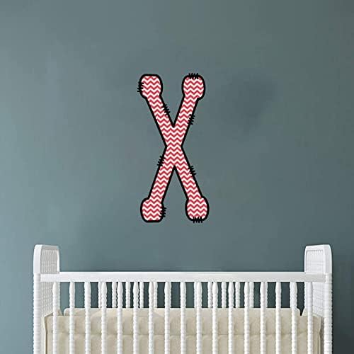 Valentinovo Pink Wave geometrija početno slovo X zidne naljepnice za spavaću sobu oguliti i zalijepiti zidne naljepnice pismo Monogram