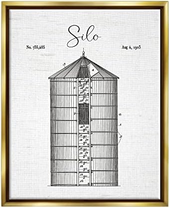 Stupell Industries Detaljni silosni dijagram rustikalne seoske poljoprivredne strukture, dizajn po pisanju i obloženim