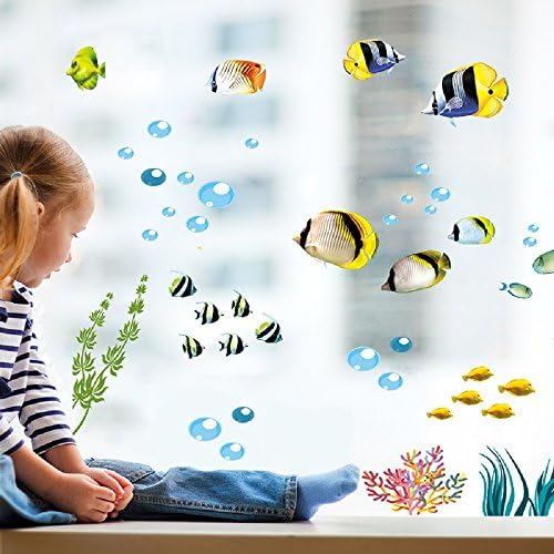 Amaonm uklonjiva kreativna DIY 3D svijet pod morskim zidnim naljepnicama za djecu Spavaća soba Vraća Slatka riba Plava Dolphin Seagrass