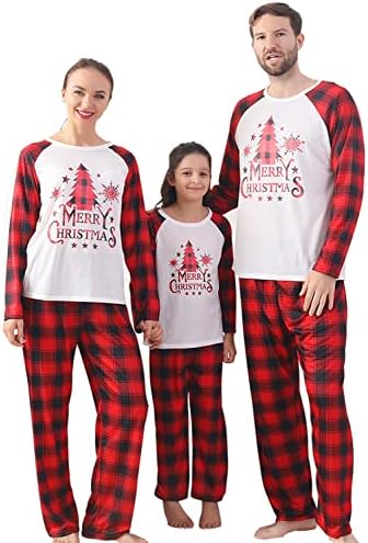 Angelggh Porodična božićna pidžama, slatka tiskana top + plaženi hlače za spavanje, odmor PJS za žene / muškarce / djecu