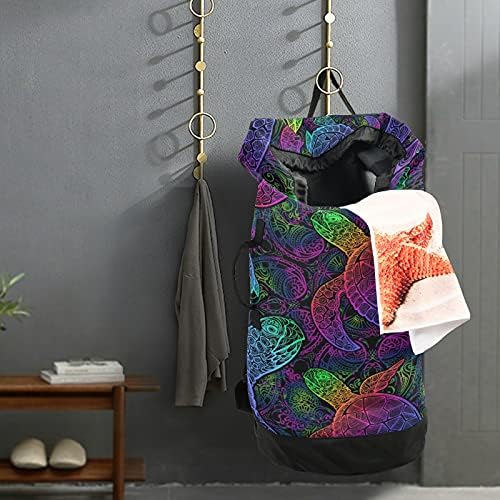 Morska kornjača Lotuses Mandala Boho torba za veš veliki ruksak za teške uslove rada sa podesivim naramenicama ruksak za veš za putovanja