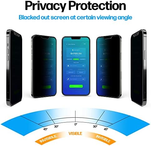 Power Theory Zaštita ekrana za privatnost za iPhone 14 Plus, iPhone 13 Pro Max kaljeno staklo protiv špijunske zaštite sa ladicom