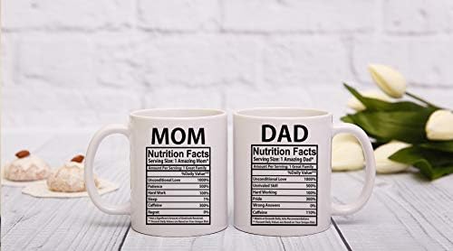 AW mode mama & amp; Tata nutritivne činjenice 11oz bijele keramike Funny par šalice za kafu Set za muža i ženu njega i njene poklone