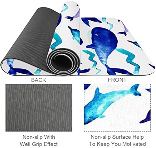 Siebzeh akvarel Plavi kit delfin Premium debela prostirka za jogu Eko prijateljska gumena podloga za zdravlje i fitnes neklizajuća