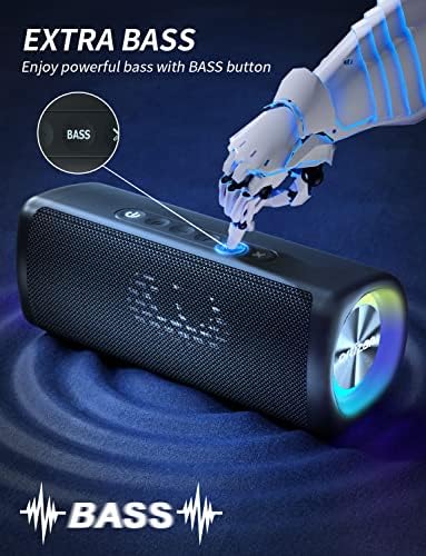 Ortizan Bluetooth zvučnici, IPX7 vodootporni zvučnik sa 20w glasnim zvukom, do 30h reprodukcije, Stereo uparivanje, duboki bas, prijenosni