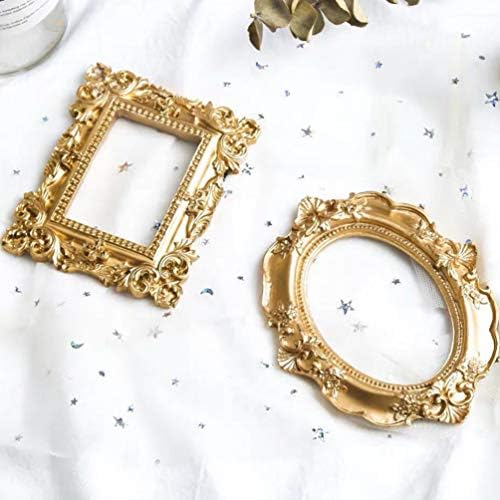 BESPORTBLE Vintage okvir za slike smola Zlatni Ornate teksturirani Ovalni stoni okvir za fotografije držač za fotografije nakit okvir