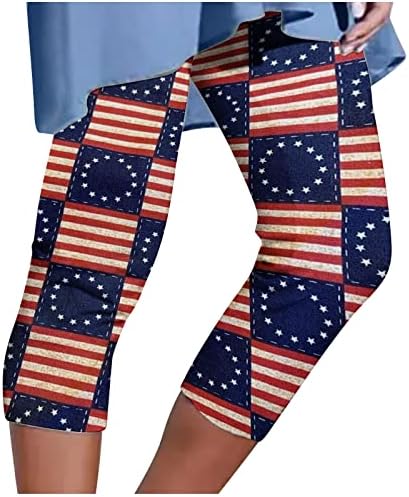 Dan nezavisnosti Žene obrezirane joge tajice Modni elastični struk casual kratke hlače Slim Fit Shorts Sweatpant