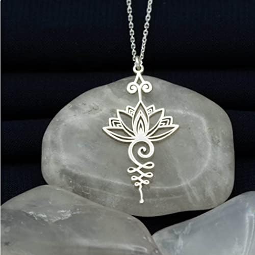 Rrdaily umjetnička Lotus ogrlica za žene tinejdžerke Yoga Healing Charm privjesak ogrlica od nehrđajućeg čelika Hollow Lotus ogrlica